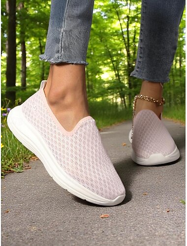  Baskets légères et respirantes en mesh pour femme : chaussures de marche athlétiques à enfiler, semelle coussinée, style sport orange, idéales pour les trajets quotidiens, la salle de sport, les courses d'été et les voyages.