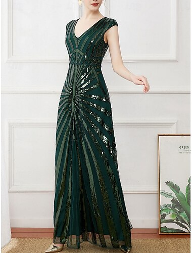  Kleid Brautmutterkleid Elegant V Ausschnitt Bodenlang Polyester Ärmellos mit Paillette 2025