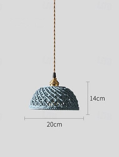  Lampada a sospensione a LED, luce bianca calda, base decorativa, lampada a sospensione, luce interna regolabile, paralume in ceramica traslucida con motivo, lampada a sospensione da soffitto, sala da