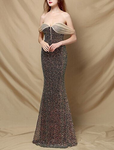  Mermaid / Trumpet Quinceanera Dresses Elegant Dress Formal Wedding Floor Length Sleeveless Strapless Polyester Backless with Beading
