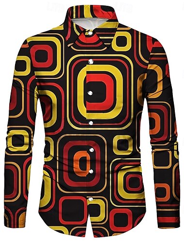  Retro Vintage 1970er Hemd Disco Geometrisch Psychedelisch Herren Halloween Karneval Musikfestival Pride Parade Erwachsene Hemd