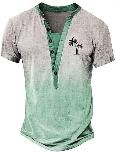  Homme Dégradé T-shirt Chemise Henley Manche Courte Designer Basique Classique Extérieur Occasionnel Quotidien Été Bleu Violet Vert Henley T-shirt Henley