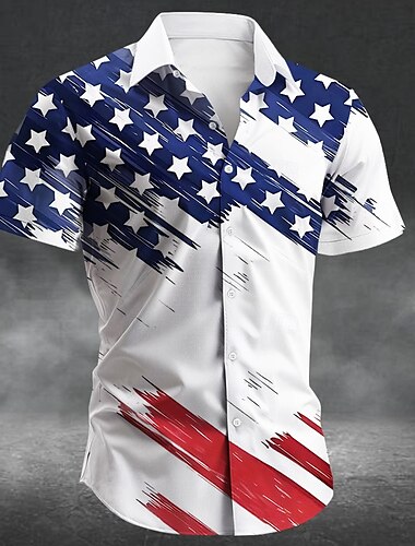  Jour de l'Indépendance Homme Drapeau américain Patriotique 4 juillet Chemise Chemise d'été Chemise Boutonnée Manche Courte Mode Décontractée Fête Festival Été Printemps Col Rabattu Impression 3D