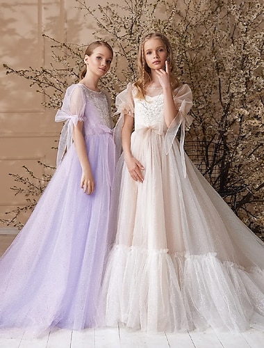  Ballkleid Knielang Blumenmädchenkleid Quinceañera Gefrorene Elsa Mädchen Süßes Ballkleid Tüll mit Gerafft Königlicher Stil Tutu Fit 3-16 Jahre