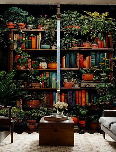  2-teiliges Set mit Vorhängen mit Pflanzenbonsai-Muster auf Regalen, geeignet für Arbeitszimmer, Küche, Wohnzimmer, Schlafsaal, Stangentaschen, Schlafzimmerzubehör, Raumdekoration und Heimdekoration,