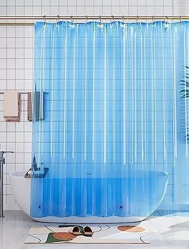 Duschvorhang-Futter Kunststoff Duschvorhang PEVA 200 cm hoch duschvorhang waschbar leichtgewichtige wasserdichte für Badezimmer mit Magneten rostfreien Ösen klar Blau