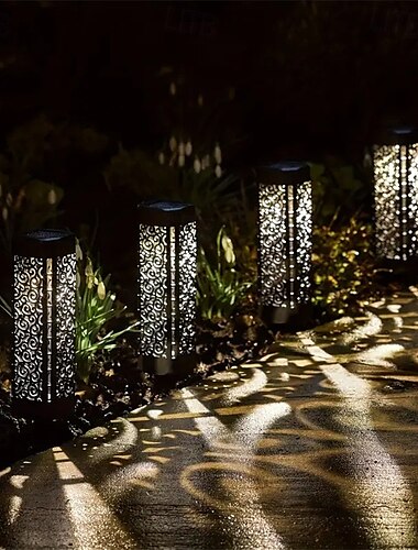  4 stuks waterdichte buitenpadverlichting op zonne-energie, holle projectievloer, plug-in verlichting, binnenplaats, tuinpad, gazon, landschapsverlichting, bruiloft, festivaldecoratieverlichting