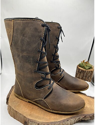  Mittelalterlich Renaissance Schuhe Kniehohe Stiefel Flache Jazzstiefel Ren Faire Pirat Wikinger Kreuzritter Herren Keltisch Seeräuber Halloween Maskerade Leistung Party & Abend LARP Erwachsene Schuhe