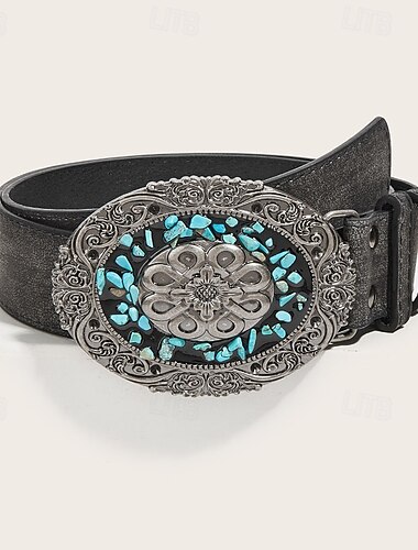  Mujer Cinturón PU Negro Marrón Gris Cinturón de Cintura Festivos Fin de semana Floral