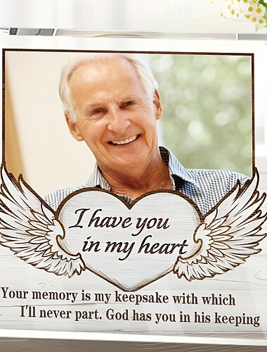  Personalisierte Foto-Gedenktafel, individuelles Foto-Acryl-Kondolenzgeschenk für den Verlust eines geliebten Menschen, Tischdekoration für Valentinstag, Weihnachten, Thanksgiving, Schulabschluss
