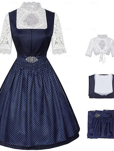  Karneval Oktoberfestbier Kostüm Kleid Dirndl Dienstmädchen Bayerisch Wiesn Damen Party Bier Festival Stoff im traditionellen Stil