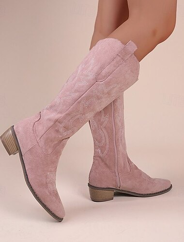  Retro Vintage 1970er Wilder Westen Schuhe Westernstiefel Hippie Cowgirl Cowboy Stickerei Damen Halloween Karneval Lässig Musikfestival Erwachsene Schuhe