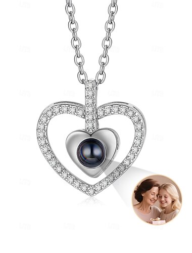  personalisierte Projektionskette, individuelles bestes Geschenk für sie, Licht- und Schatten-Fotoprojektionsschmuck zum Muttertag, Valentinstag, Weihnachten, Geburtstagsgeschenk für Mama, Ehefrau,