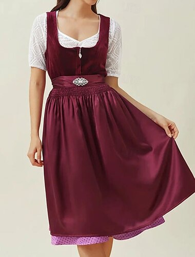  Oktoberfest Kjoler Dirndl Trachtenkleader Hushjelp bayerske Tysk Enger Dame Tradisjonell stil klut Kjole
