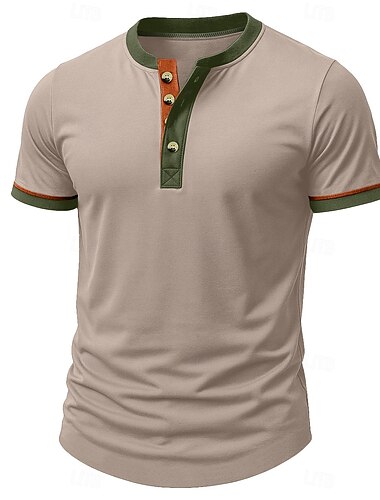  Herren Henley Hemd T-Shirt Henley Oberteil Kurzarm Einfarbig Einfach Mode Designer Lässig Knöpfe Farbblock Henley Outdoor Lässig Täglich Sommer Ganzjahres Weiß Marineblau Grün Henley T-Shirt