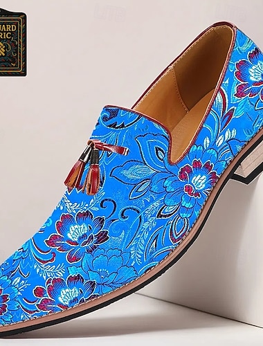  Homme Mocassins & Slip-Ons Mocassins à pampilles Marche Cuir PU Tissu jacquard Respirant Confortable Antidérapant Mocassin Bleu Été Printemps Automne