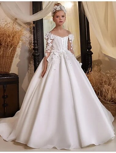  Vestido de Gala Cola de Corte Vestido de Niña Florista Primera Comunión Elsa congelada Niñas lindo vestido de fiesta Tul con Fruncido Estilo real tutú Ajuste 3-16 años