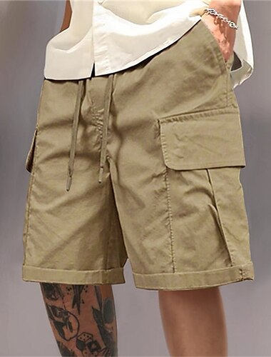  Herren Cargo-Shorts Outdoor Shorts Laufshorts Freizeitshorts Wander-Shorts Elastischer Bund Mehrere Taschen Einfach Feuchtigkeitsableitend tragbar Knielang Outdoor Lässig Täglich Urlaub Mode Schwarz