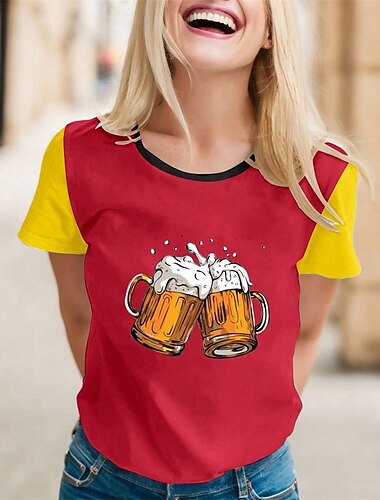  Oktoberfest Øl T-skjorte Bayersk München Tysk Graphic Til Dame Voksne Oktoberfest øl 3D-utskrift Festival