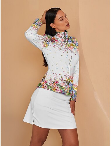  Mujer chaquetas de golf Blanco Manga Larga Camiseta Ropa de golf para damas Ropa Trajes Ropa Ropa