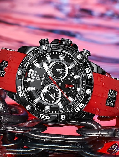  Reloj de cuarzo con correa de silicona para hombre, nuevo, multifuncional, de lujo, resistente al agua, con luz nocturna, 912