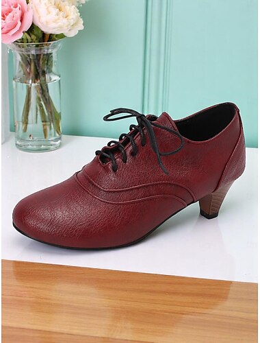 Scarpe oxford stringate vintage da donna anni '50 – scarpe eleganti retrò in similpelle con tacco medio per occasioni speciali e abiti classici