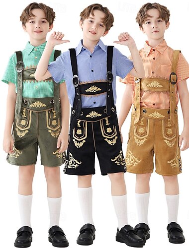  Μπύρα Oktoberfest Στολές Σύνολα Lederhosen Πουκάμισο Υπηρέτρια βαυάρος Μόναχο Λιβάδια Αγορίστικα Απόκριες Φεστιβάλ Μπύρας Πανί παραδοσιακού στυλ