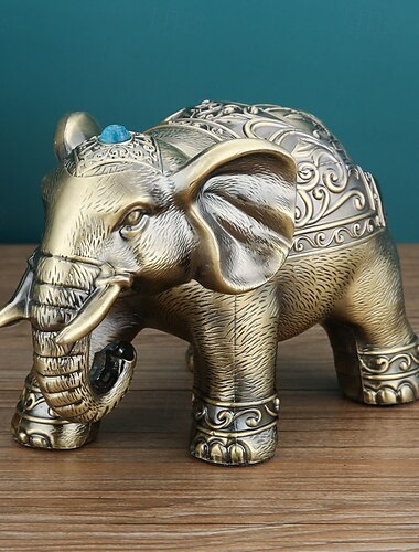  Vintage-Aschenbecher mit Deckel, winddichter Aschenbecher mit Elefanten-Motiv für das Homeoffice, dekoratives Anti-Fliegen-Aschenbecher-Ornament im europäischen Retro-Stil
