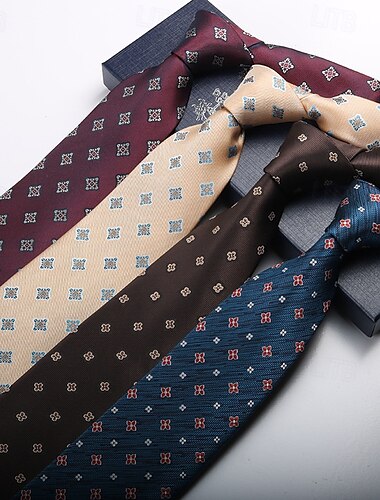  Herren Krawatten Mode Geschäftlich Jacquard Argyle Hochzeitsfeier Alltagskleidung