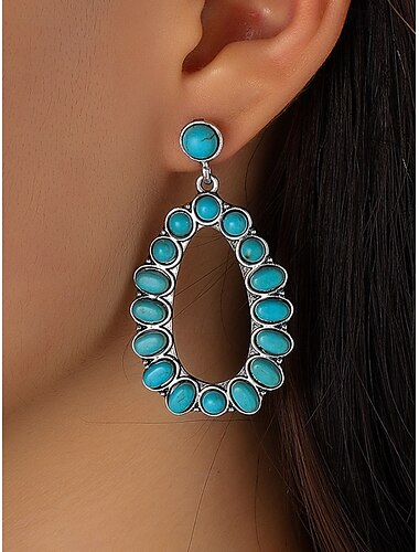  Boucles d'oreilles pendantes bohèmes turquoise pour femmes – bijoux de style western vintage avec détails en plumes et perles pour les fêtes, les festivals et les tenues décontractées