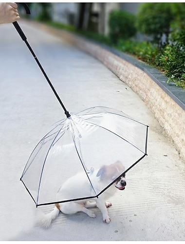  Hondenparaplu voor kleine honden, transparante hondenparapluriem, regenbestendig en waterdicht, hondenwandelparaplu met metalen ketting, regenkleding voor huisdieren