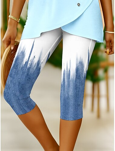  Leggings de femme Pantalons Capri Impression 3D Haute Élastique Vacances Mode Vintage Longueur Mollet Taille Haute Impression Gradient Graphique Respirant Doux Élastique Formelle Vacances Bureau Bleu