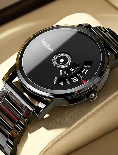 Reloj de cuarzo para hombre, ligero, de lujo, de acero inoxidable, edición coreana, para estudiantes, resistente al agua, moderno y a la moda.