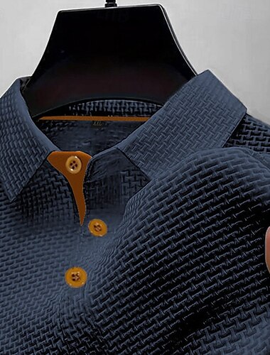  Herren Golfshirt Golf Poloshirts Arbeit Lässig Revers Kurzarm Basic Modern Einfach Knöpfe Jacquard Sommer Normale Passform Schwarz Weiß Marineblau Blau Meerblau Dunkelgray Golfshirt