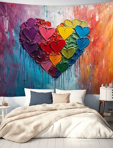  Juni Pride Monat Regenbogen Malerei Wandteppich Wandkunst Großer Wandteppich Mural Deko Fotohintergrund Decke Vorhang Zuhause Schlafzimmer Wohnzimmer Dekoration