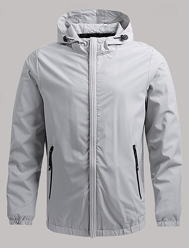  Homens Jaqueta Softshell Jaqueta de Transição Para Noite Jaqueta Corta-Vento Bolsos Todas as Estações Cor Sólida / Simples Lazer Com Capuz Preto Azul Escuro Cinzento Casaco
