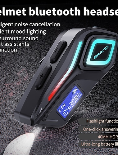  Мотоциклетный шлем K80, гарнитура Bluetooth со светодиодной подсветкой, FM-радио, голосовым помощником, аккумулятором на 40 ч, водонепроницаемостью IPX8, шумоподавлением CVC, беспроводным переговорным устройством для езды