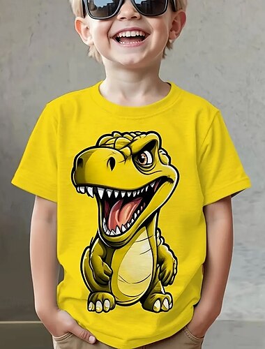  Chlapecké 3D Dinosaurus Tričko Košilky Krátký rukáv Léto Jaro Módní Základní Děti 4-12 let Tričkový Venkovní Ležérní Denní Běžný