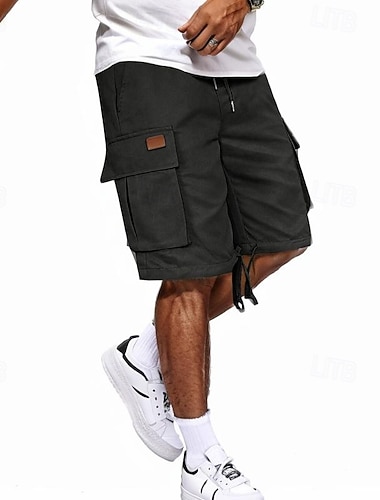  Homme Shorts cargo Short d'extérieur Short de camping Short décontracté Shorts de Randonnée Taille Élastique Multi-poches Jambe Droite Couleur Unie Uni Évacuation de l'Humidité Portable Longueur Genou