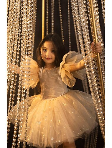  Ballkleid Knielang Blumenmädchenkleid Quinceañera Gefrorene Elsa Mädchen Süßes Ballkleid Tüll mit Gerafft Königlicher Stil Tutu Fit 3-16 Jahre