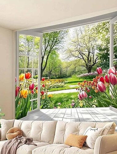  Fiori di Paesaggio Tappeto Appeso Arte Murale Tappeto Grande Decorazione Murale Fotografia Fondale Coperta Tenda per Casa Camera da Letto Soggiorno Decorazione