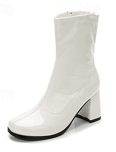 Retro Vintage 1970er Groovy Schuhe Gogo Stiefel Disco Lack-Latex glänzend Metallisch Damen Halloween Karneval Musikfestival Pride Parade Retro-Mottoparty Erwachsene Schuhe