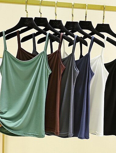  Femmes Débardeur caraco Couleur Unie Quotidien Sans manches Col ras du cou Hauts Réguliers Quotidien Dos nu Bleu Ciel Gris métallisé Bleu Denim Vert matcha Noir Été