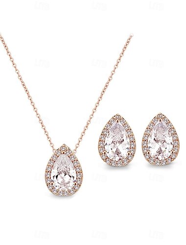  Brautschmuck-Sets 1 Set Zirkon Strass Ohrringe Halskette elegantes stilvolles Schmuckset für Damen für Hochzeitsfeiern besondere Anlässe