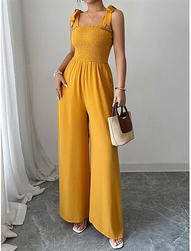  Mono vestidos de quinceañera Elegante Vestido Boda Invitado a la boda Hasta el Suelo Sin Mangas Correa de espagueti Polyester Sin espalda con Fruncido 2025