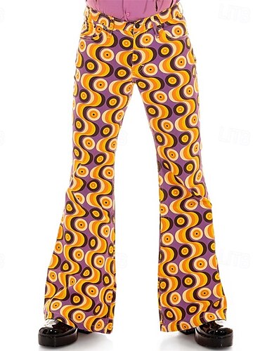  Retro vintage Jaren '70 Groovy Bell Bottom broek Uitlopende broek Schijf Medium taille Psychedelisch Voor heren Halloween Carnaval Vakantie muziekfestival Festival Volwassenen Broeken