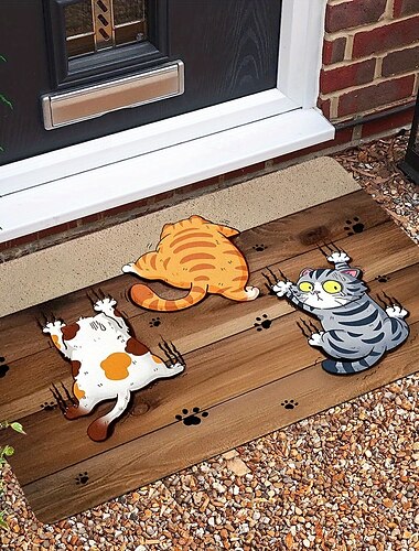  Tapis de sol amusant avec des chats paillasson de cuisine tapis antidérapant imperméable tapis intérieur et extérieur décoration de chambre tapis de salle de bain tapis d'entrée