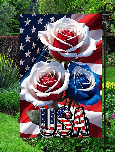  4. Juli Unabhängigkeitstag Gartenflagge 12 x 18 Zoll Gartenflaggen Kleine Gartenflaggen für außen Gedenktags-Außenflaggen Feiertagsgartenflaggen für alle Jahreszeiten