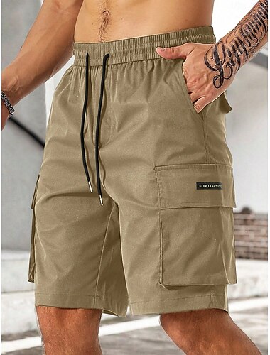  Homme Shorts cargo Short d'extérieur Bermuda Short de course Short décontracté Taille Élastique Multi-poches Jambe Droite Uni Respirant Longueur Genou Extérieur Occasionnel Quotidien Mode Streetwear