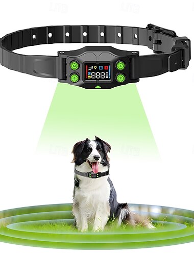  Trådløst gjerde for hundetrening, trådløst hundegjerde, 3 moduser, pipelyd, vibrasjon, vanntett, bærbar, trådløs, oppladbar, sikkerhet, nylon, ABSPC, elektroniske atferdshjelpemidler, lydighetstrening